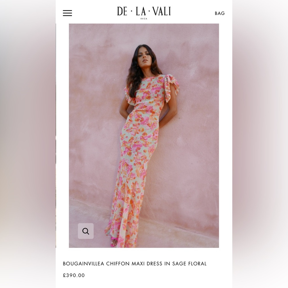 De La Vali Bougainvillea Dress in UK size 10 sage foral
